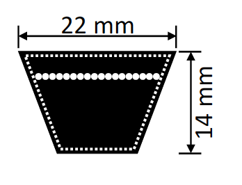 Klasicky obalovany remen C 22mm Wrap construction Belt C 22mm Klinovy remen Klinove remene Klasicky obalovany remen C 22mm BULL BELT